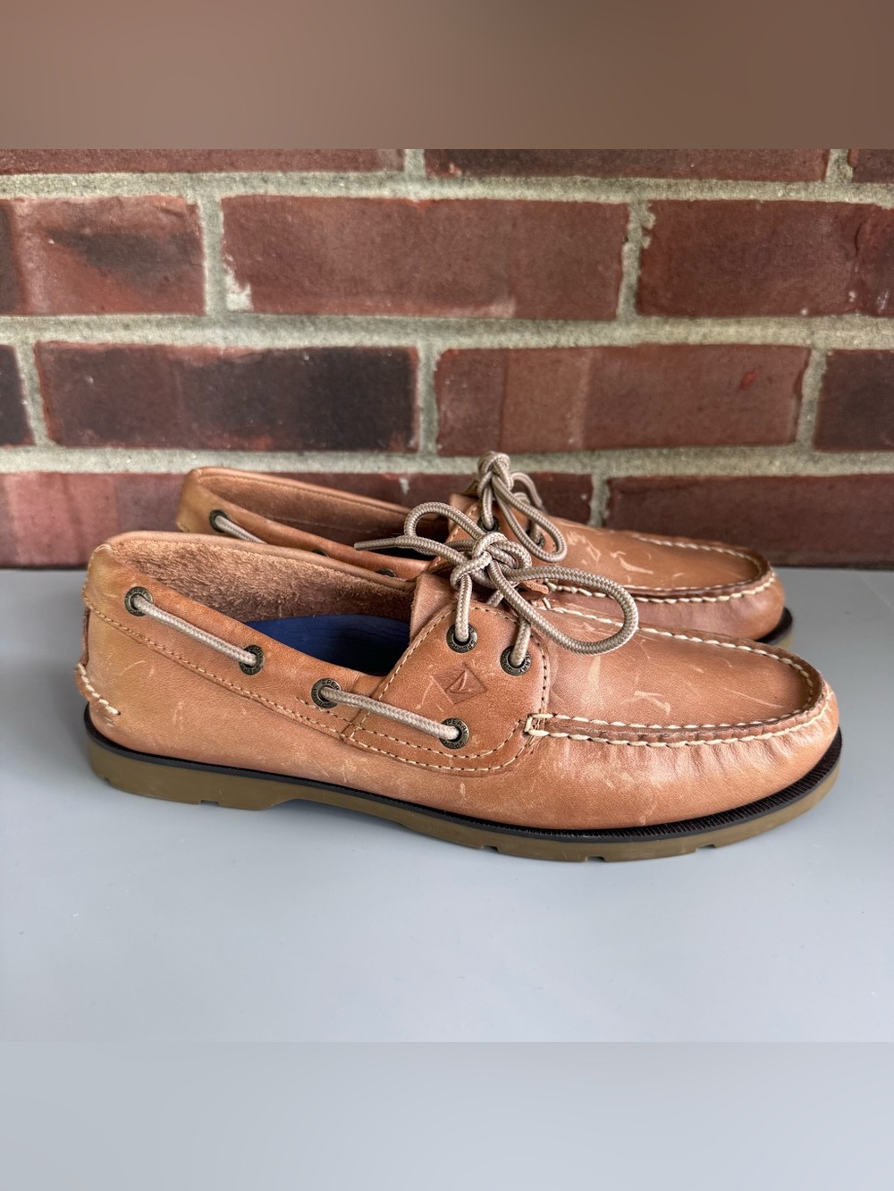 Sperry Top-Sider Original AO 2-Eye Boat Shoes Tan Leather Men’s US 8 W Wide
